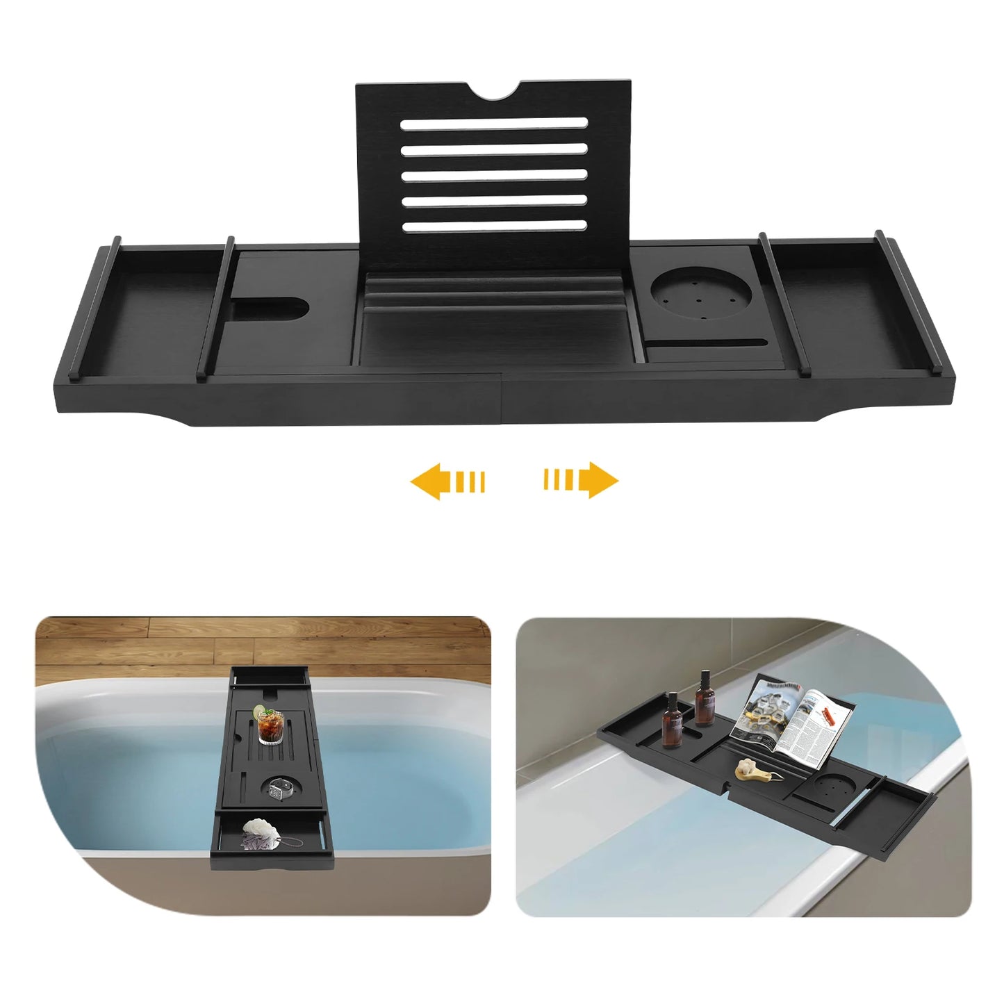 Plateau de baignoire en bambou noir