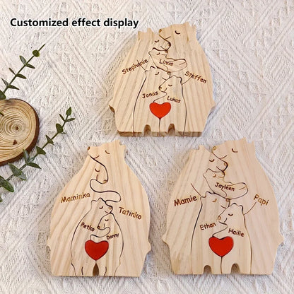 Puzzle familial ours en bois massif