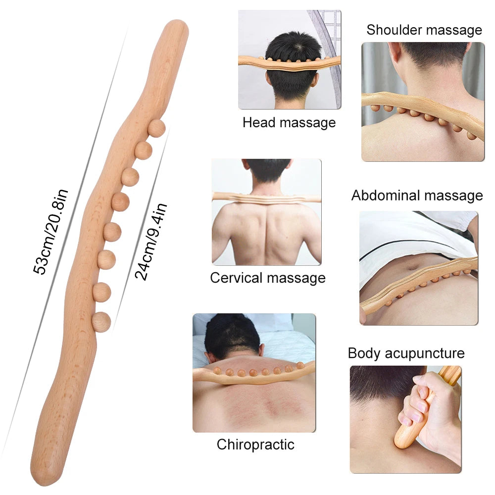 Bâton Gua Sha en bois de hêtre