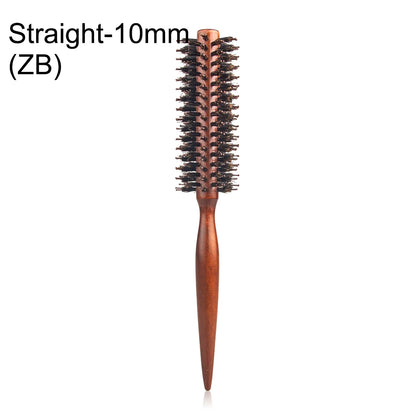 Brosse à cheveux ronde en poils de sanglier et manche en bois