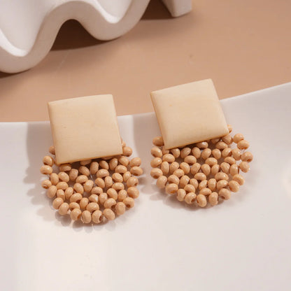 Boucles d'oreilles en perles de bois marron