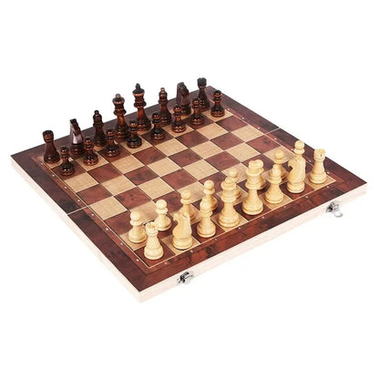 Jeux 3-en-1 Échecs, Dames et Backgammon en bois