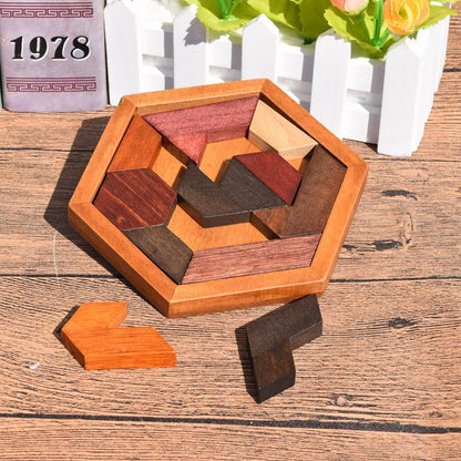 Puzzle mosaïque polygone en bois