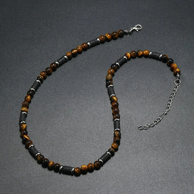 Collier en pierre naturelle et bois