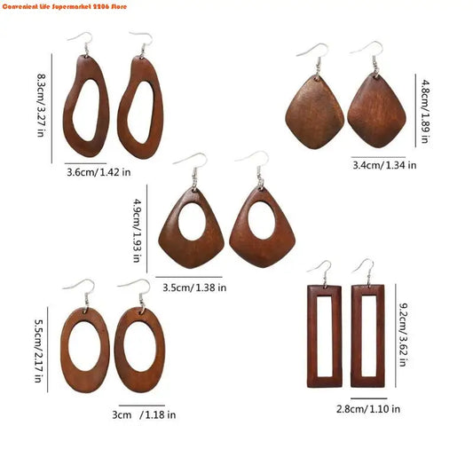 Boucles d'oreilles en bois rétro Melad