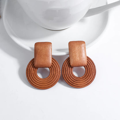 Boucles d'oreilles rondes en bois ethniques