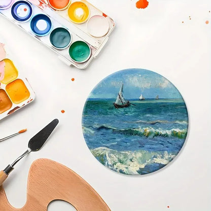 Lot de sous-verres ronds en bois naturel