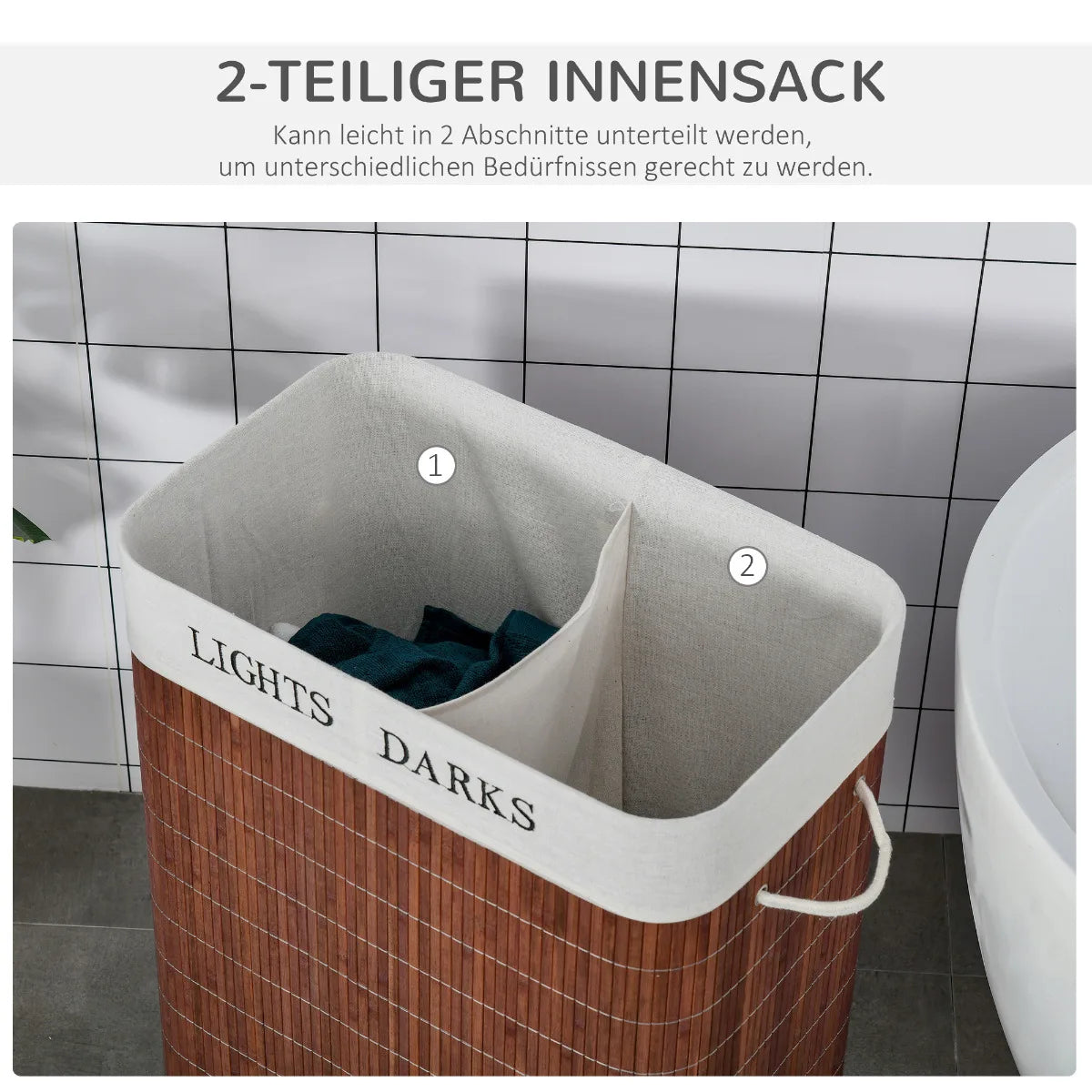 Panier à linge en bambou 100L