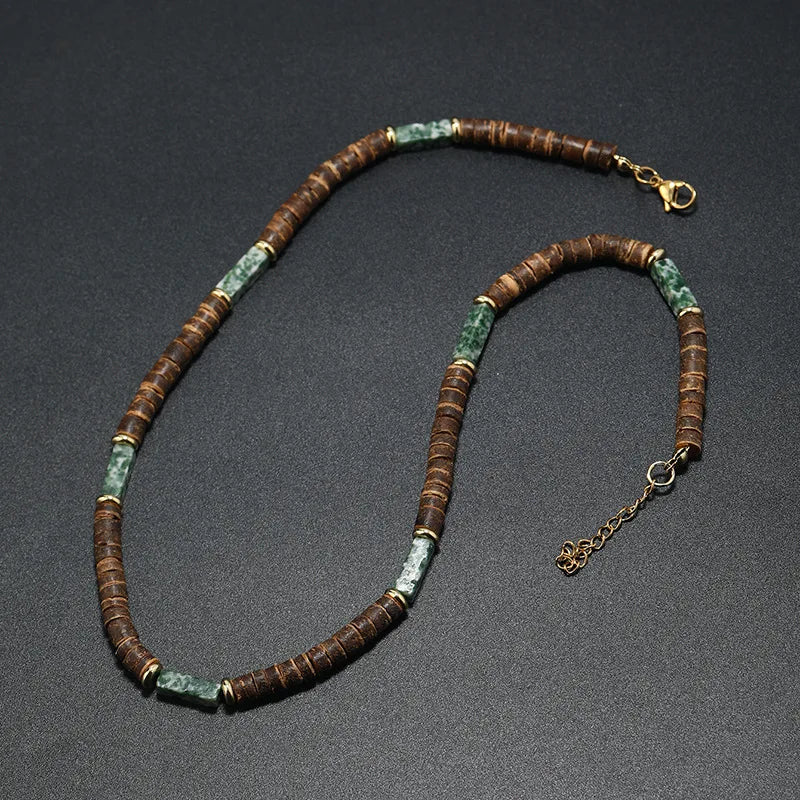 Collier en pierre naturelle et bois