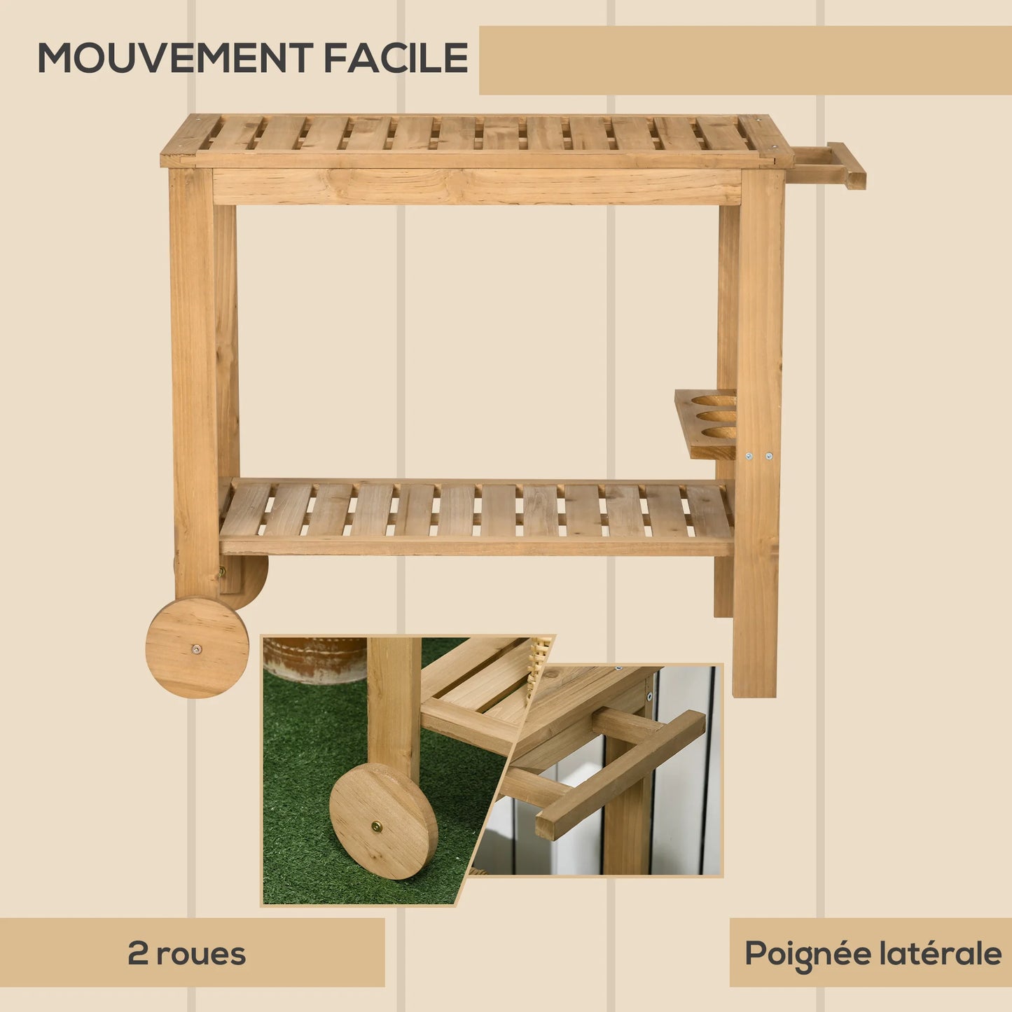Desserte de jardin en bois massif