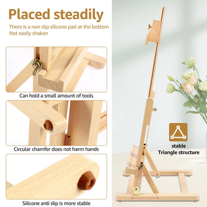 Chevalet d'art de bureau en bois