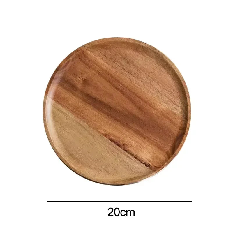 Plateau rond en bois d'acacia massif