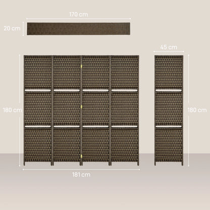 Paravent intérieur 4 panneaux en bois et fibres tressées