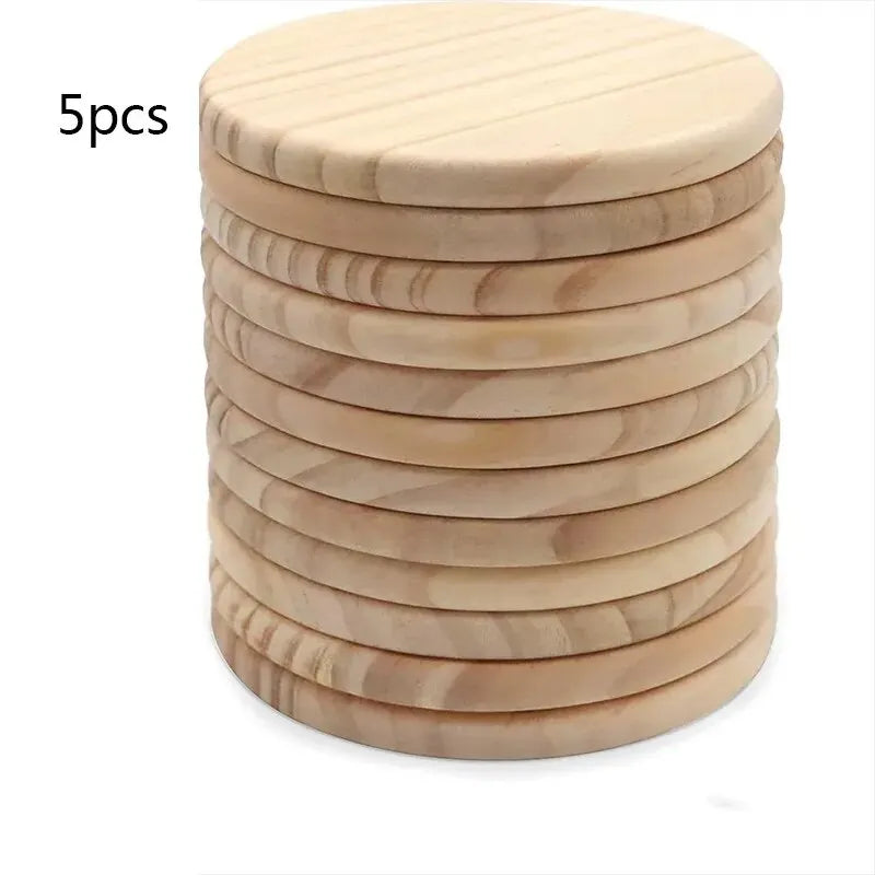 Lot de sous-verres ronds en bois naturel