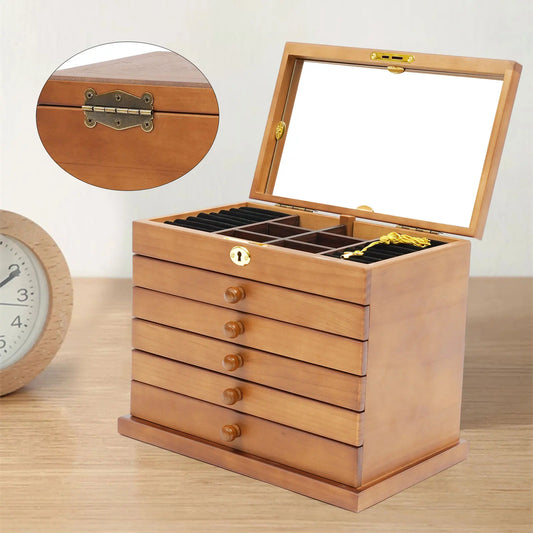 Coffret à bijoux 6 couches en bois massif