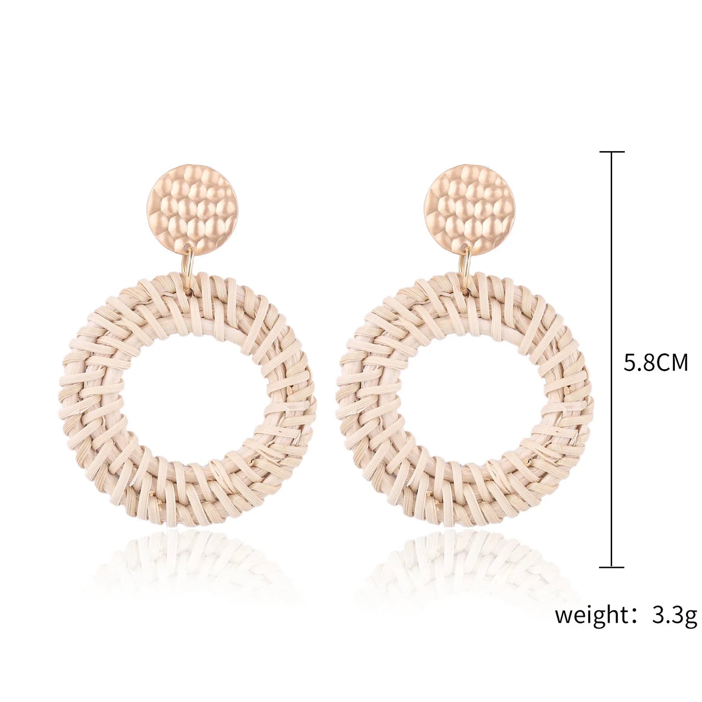 Boucles d'oreilles pendantes en bambou et rotin