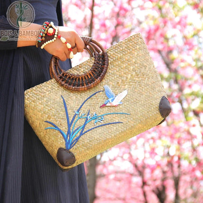 Sac à main rétro en bambou tissé