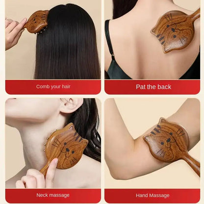 Peigne de massage chaton en bois de santal