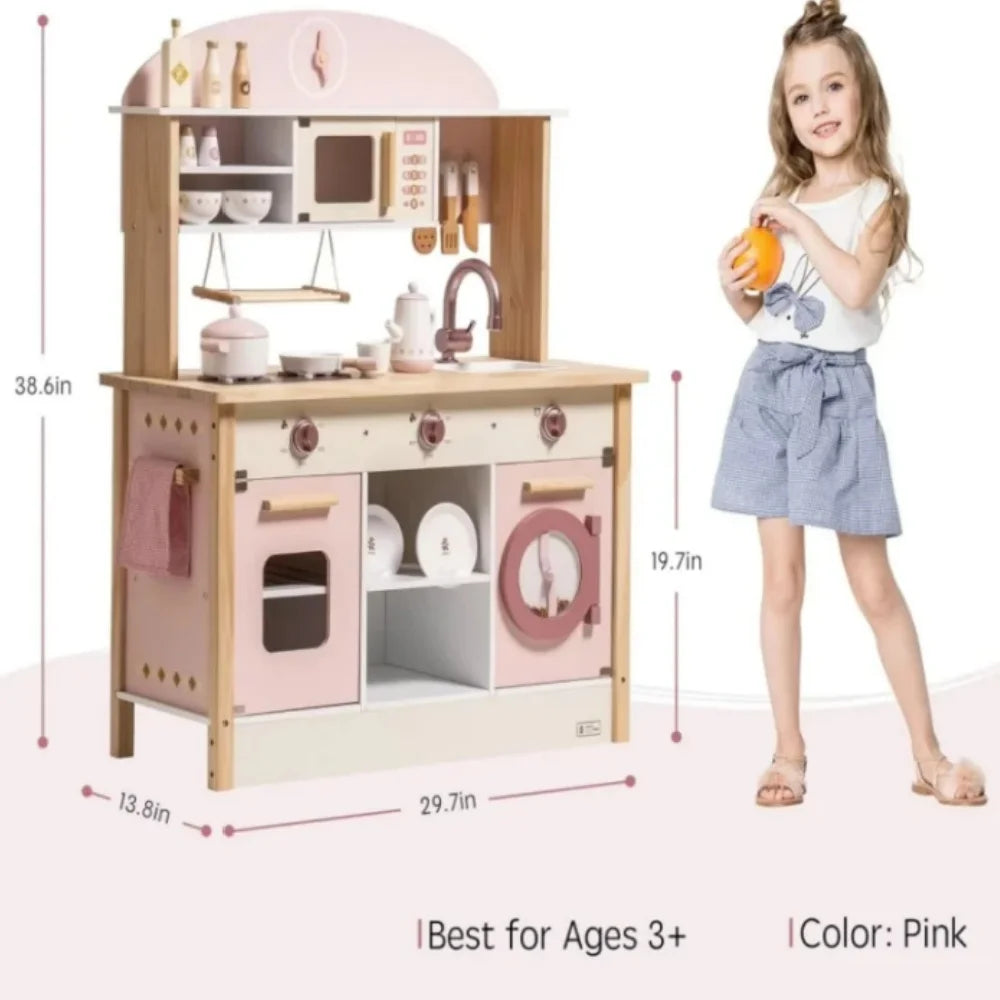 Cuisine d'angle intégrée en bois pour enfant