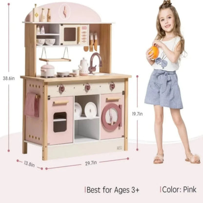Cuisine d'angle intégrée en bois pour enfant