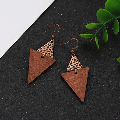 Boucles d'oreilles ethniques en bois naturel