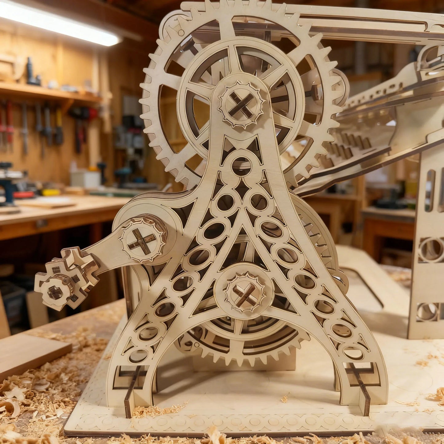 Maquette coulissante mécanique en bois