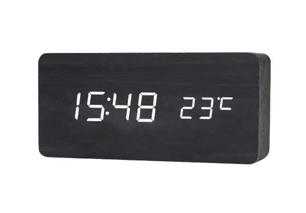 Réveil numérique bois LED