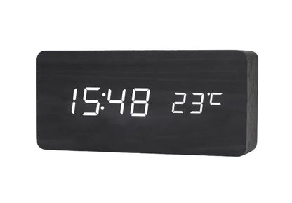 Réveil numérique bois LED