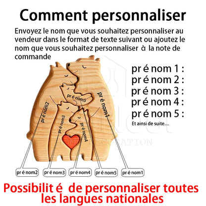 Puzzle familial ours en bois massif