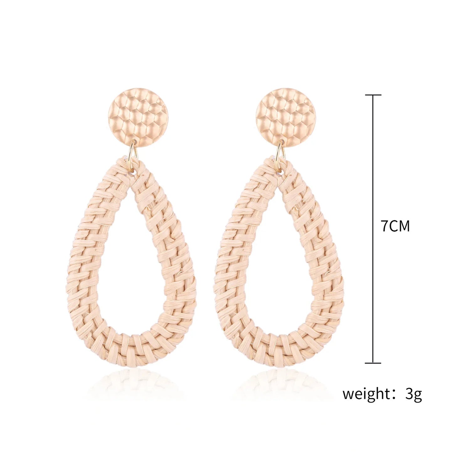 Boucles d'oreilles pendantes en bambou et rotin