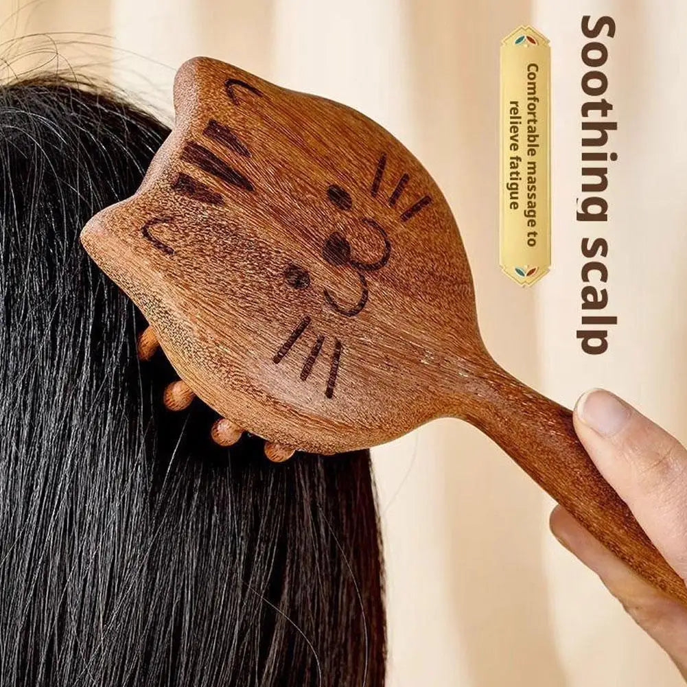 Peigne de massage chaton en bois de santal