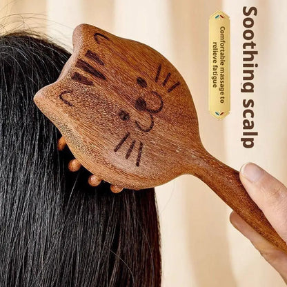 Peigne de massage chaton en bois de santal