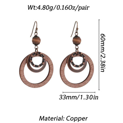 Boucles d'oreilles ethniques en bois naturel