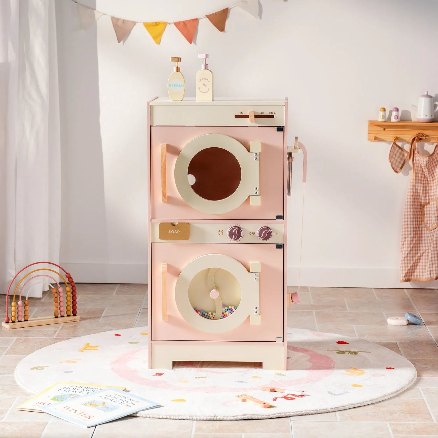 Cuisine d'angle intégrée en bois pour enfant