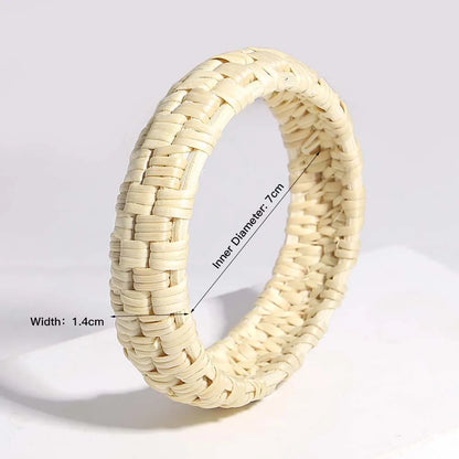Bracelet large en bambou et rotin tressé
