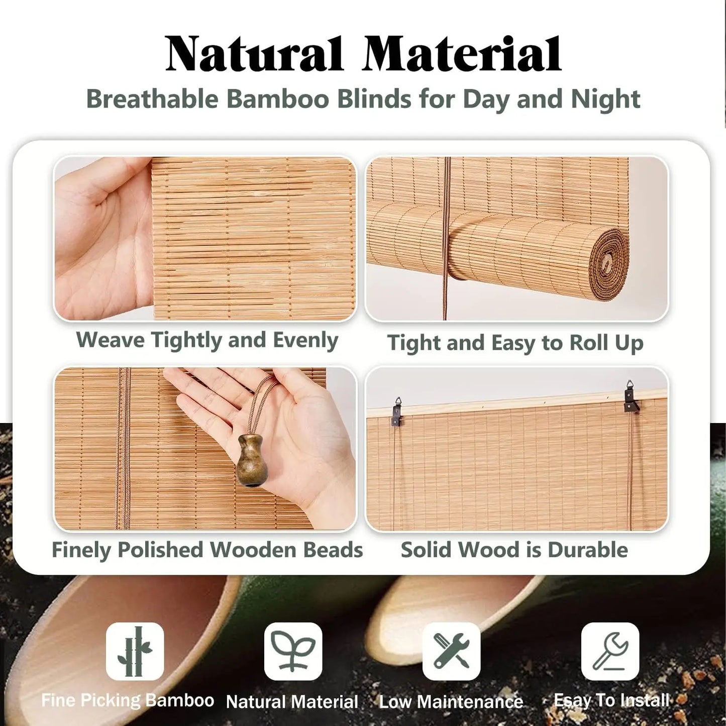 Store enrouleur en bambou naturel artisanal