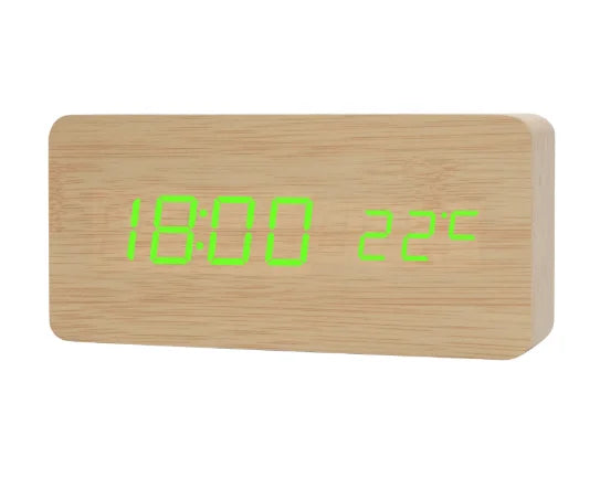 Réveil numérique bois LED