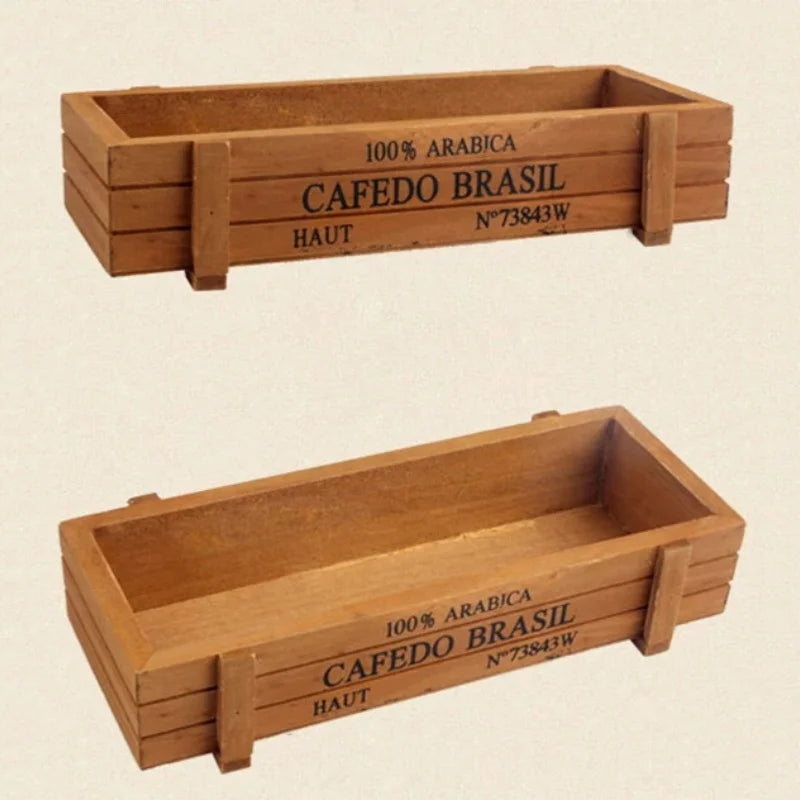 Boîte de rangement en bois vintage