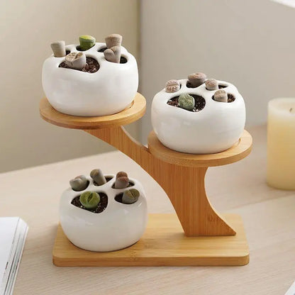 Support de pot de fleur en bambou
