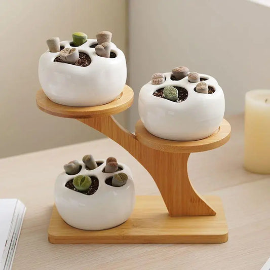 Support de pot de fleur en bambou
