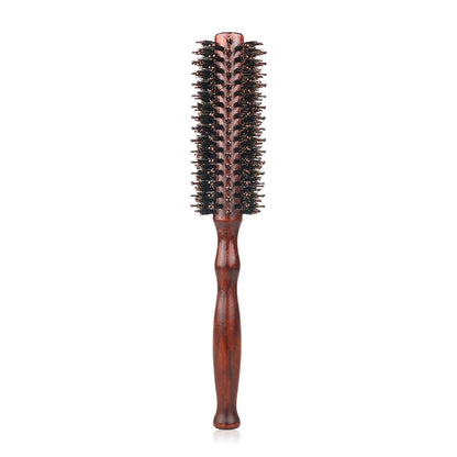 Brosse à cheveux ronde en poils de sanglier et manche en bois