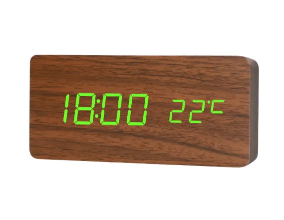 Réveil numérique bois LED