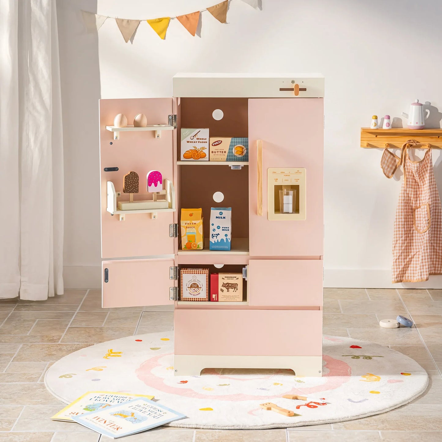 Cuisine d'angle intégrée en bois pour enfant