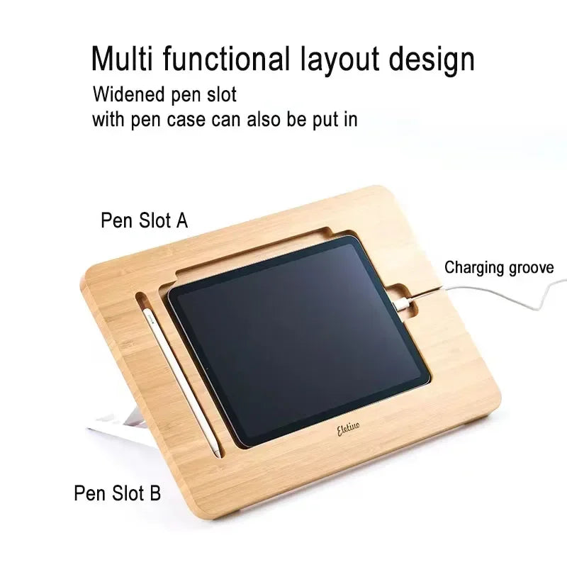 Support tablette en bambou réglable