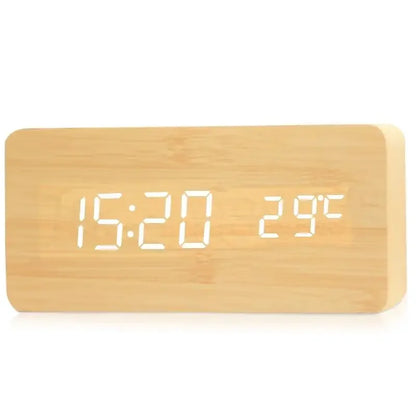 Réveil numérique bois LED