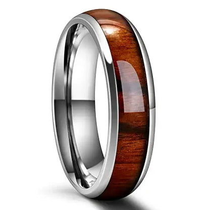 Bague en bois de Koa et acier inoxydable