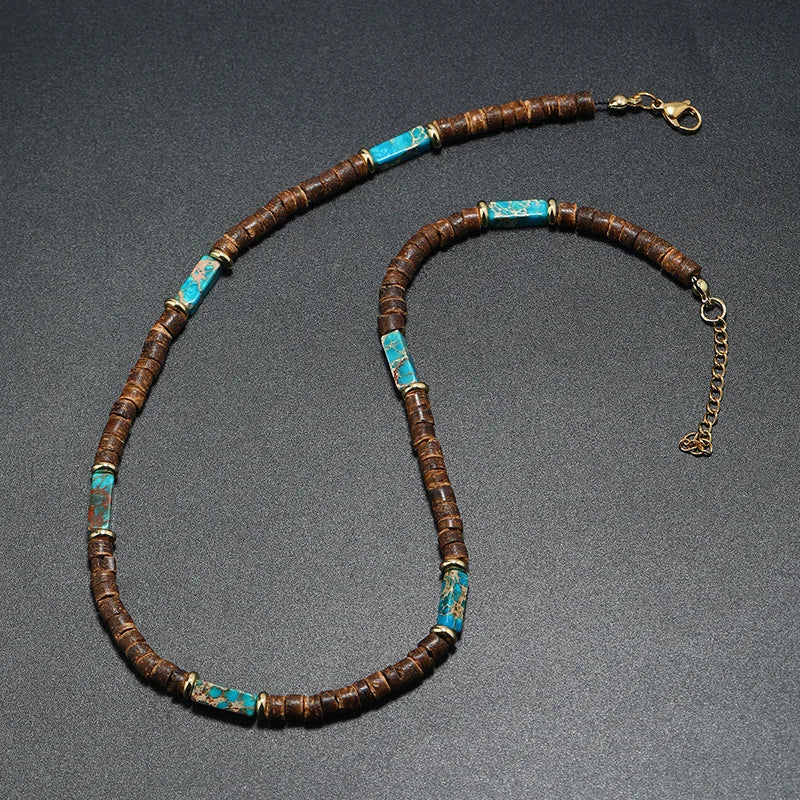 Collier en pierre naturelle et bois