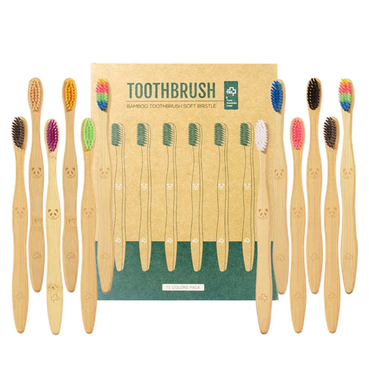 Lot de 12 Brosses à Dents en Bambou