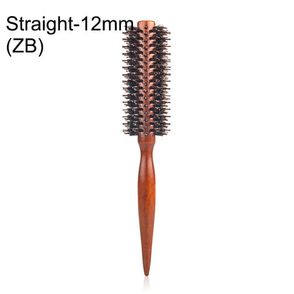Brosse à cheveux ronde en poils de sanglier et manche en bois