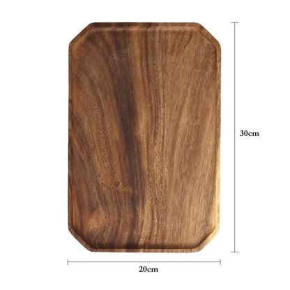 Assiette octogonale en bois d'acacia